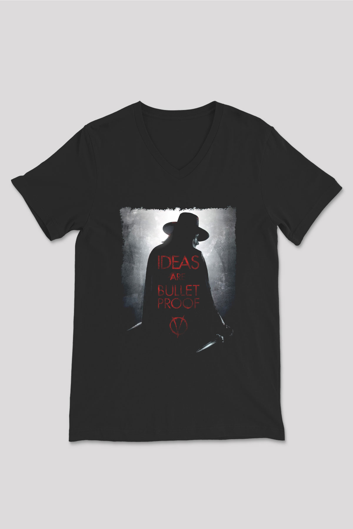Vendetta Siyah Unisex V Yaka Tişört