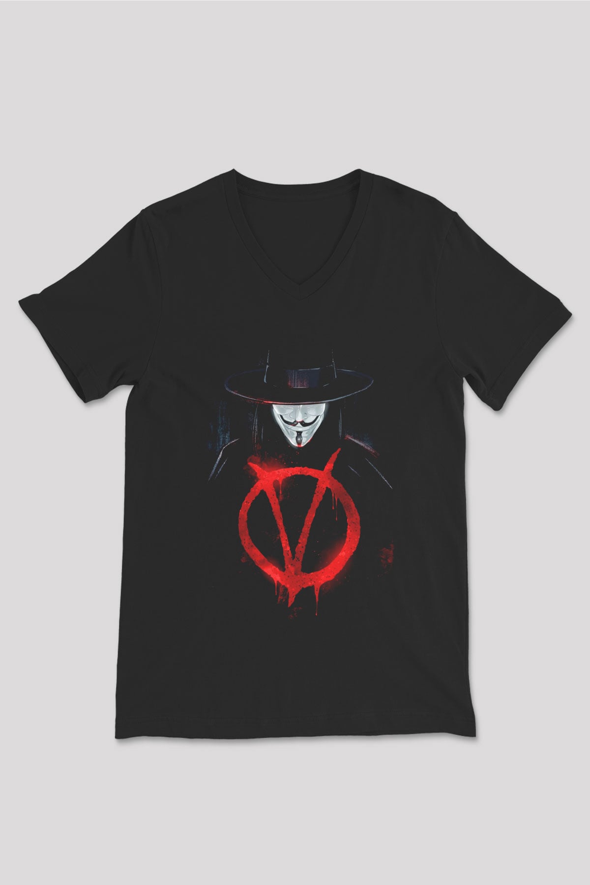 Vendetta Siyah Unisex V Yaka Tişört