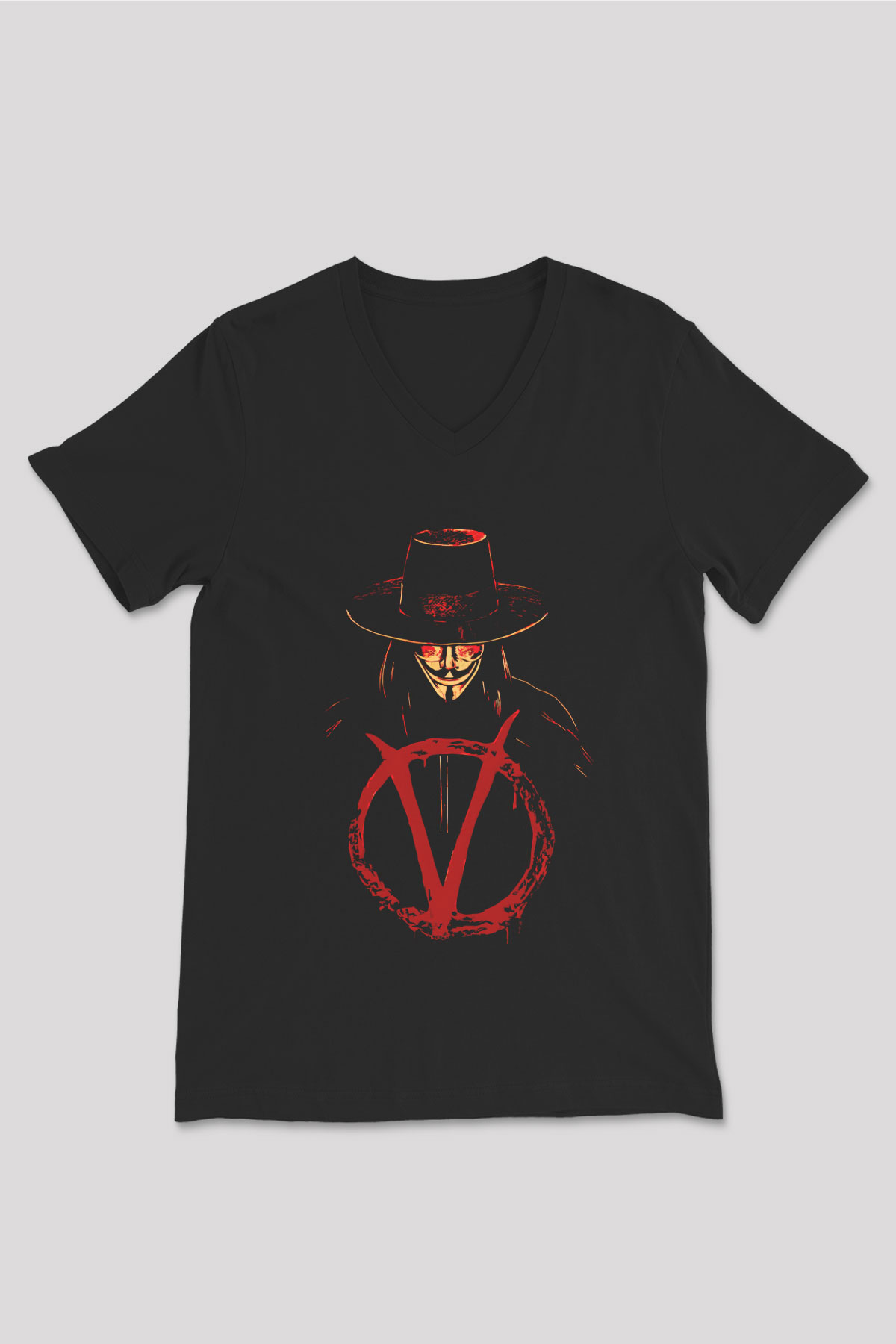 Vendetta Siyah Unisex V Yaka Tişört