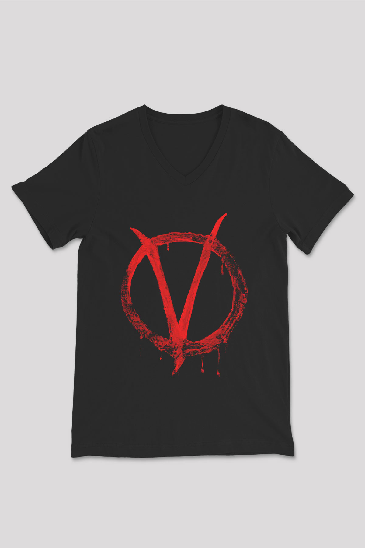 Vendetta Siyah Unisex V Yaka Tişört T-Shirt