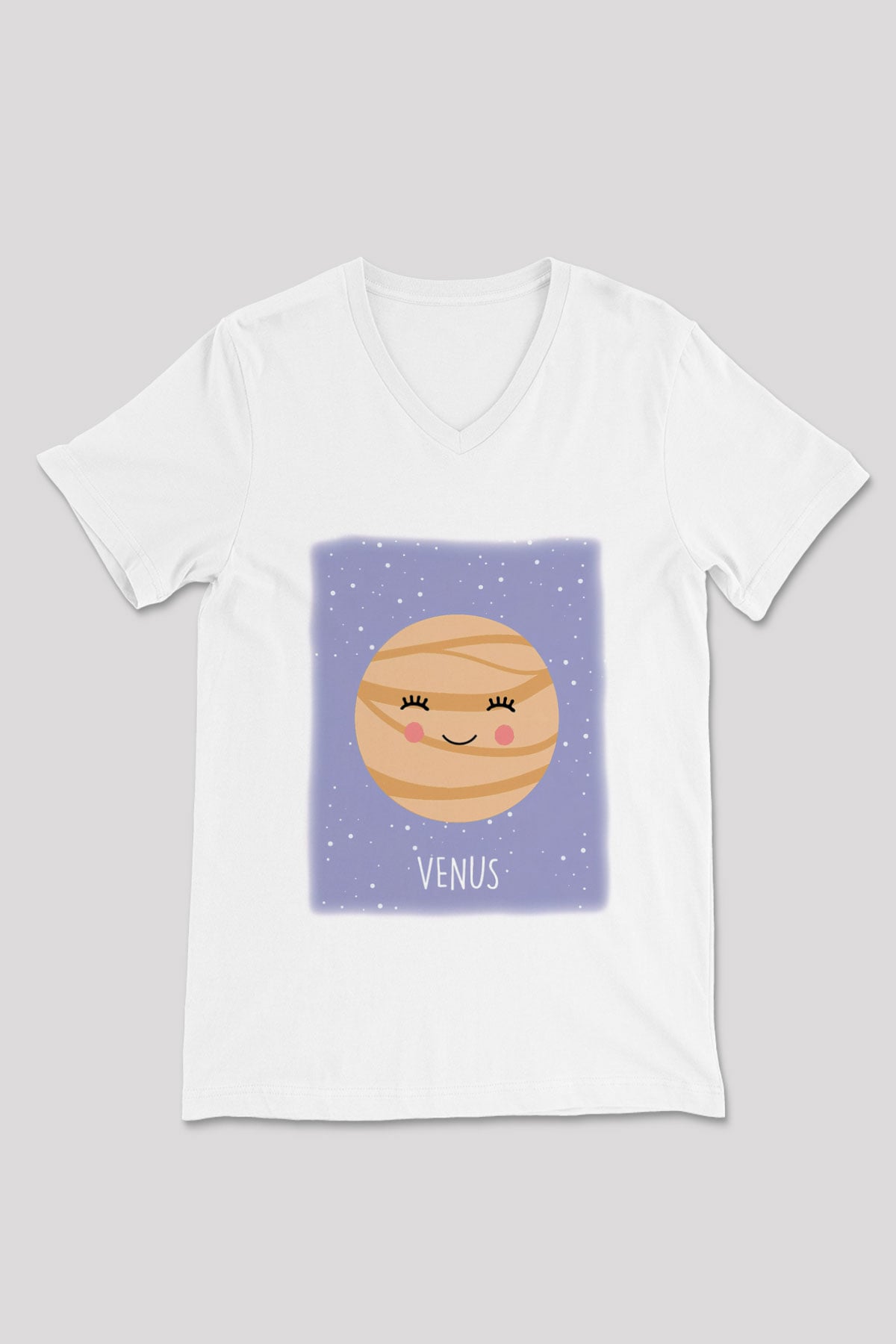 Venüs Beyaz Unisex V Yaka Tişört T-Shirt