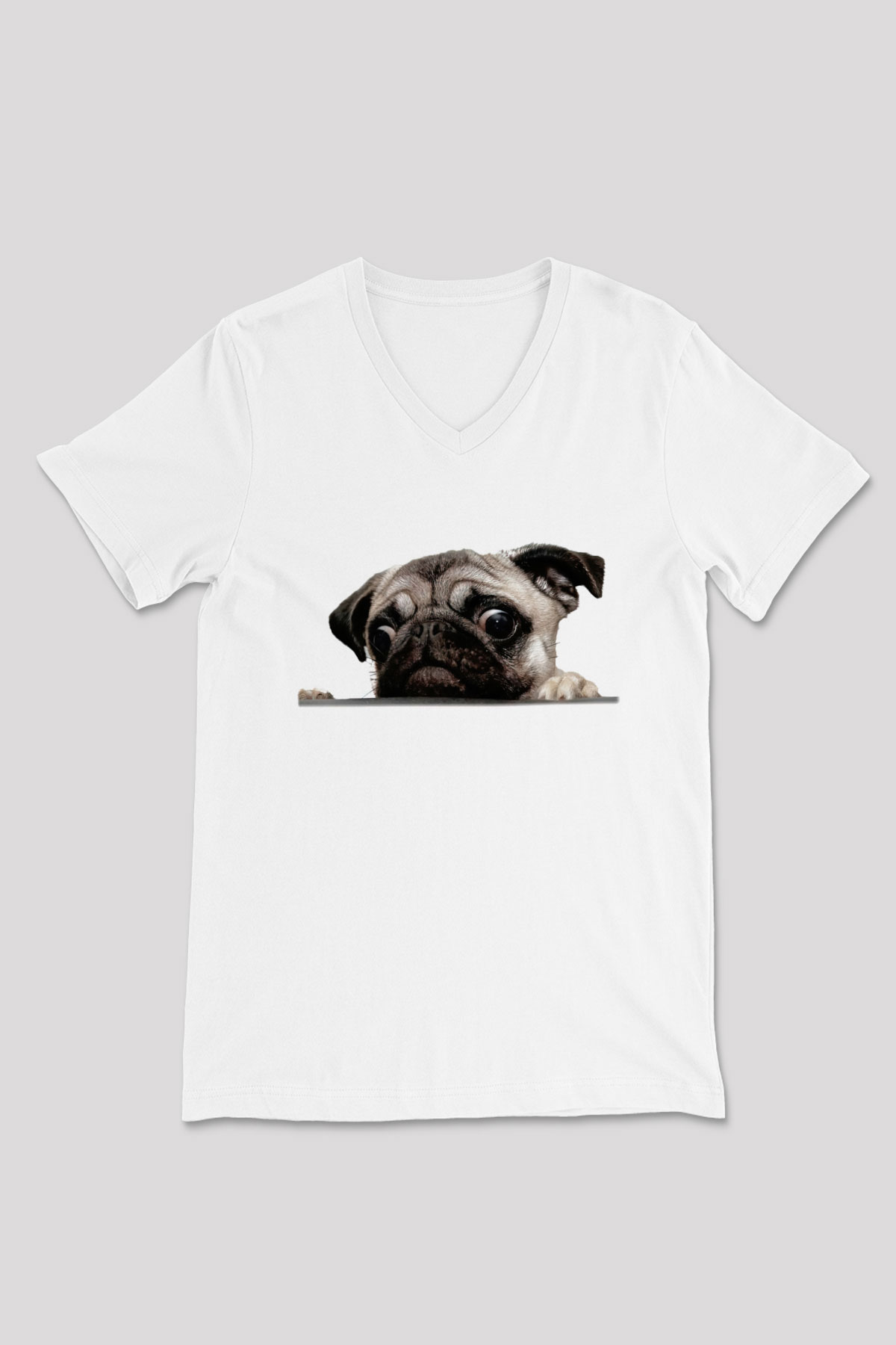 Veteriner Beyaz Unisex V Yaka Tişört T-Shirt