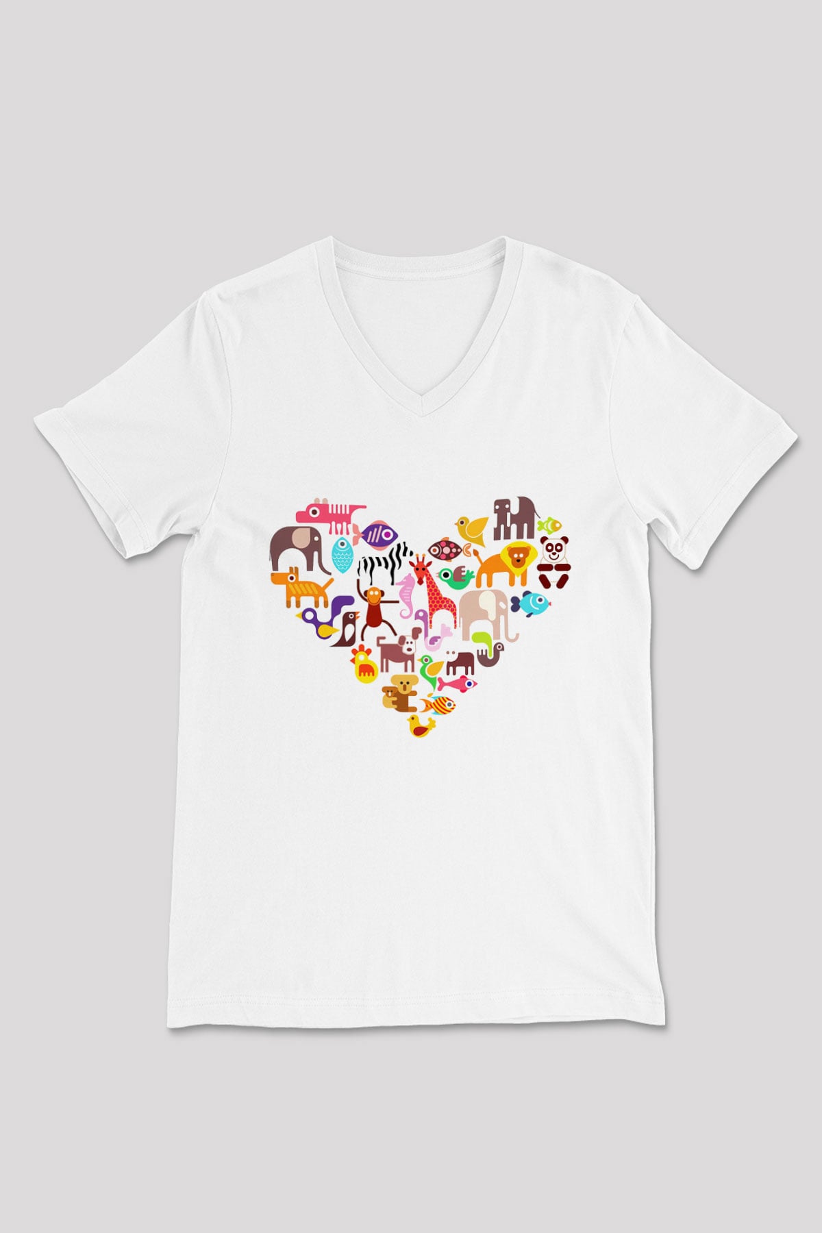 Veteriner Beyaz Unisex V Yaka Tişört T-Shirt