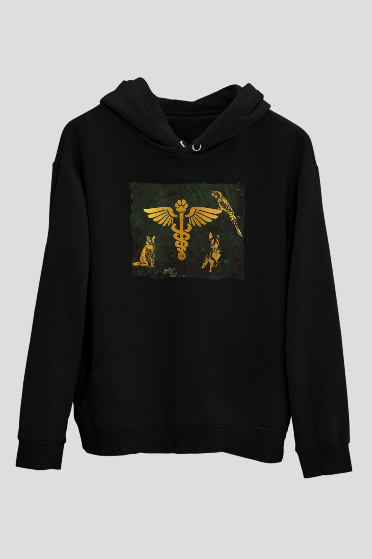 Veteriner Siyah Unisex Kapüşonlu Sweatshirt