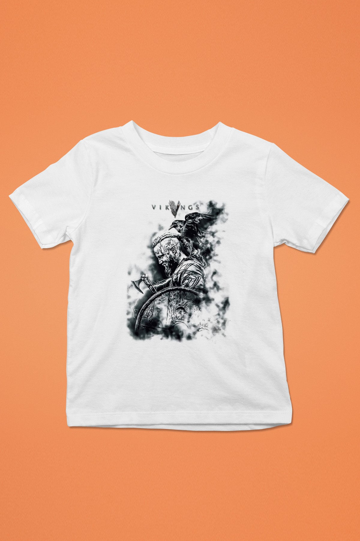 Vikings Baskılı Beyaz Unisex Çocuk Tişört