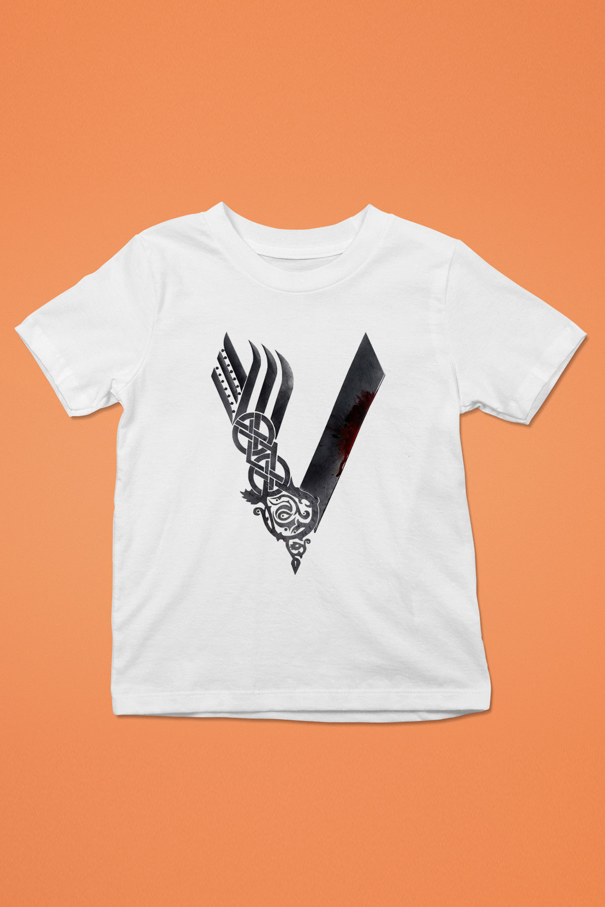 Vikings Baskılı Beyaz Unisex Çocuk Tişört