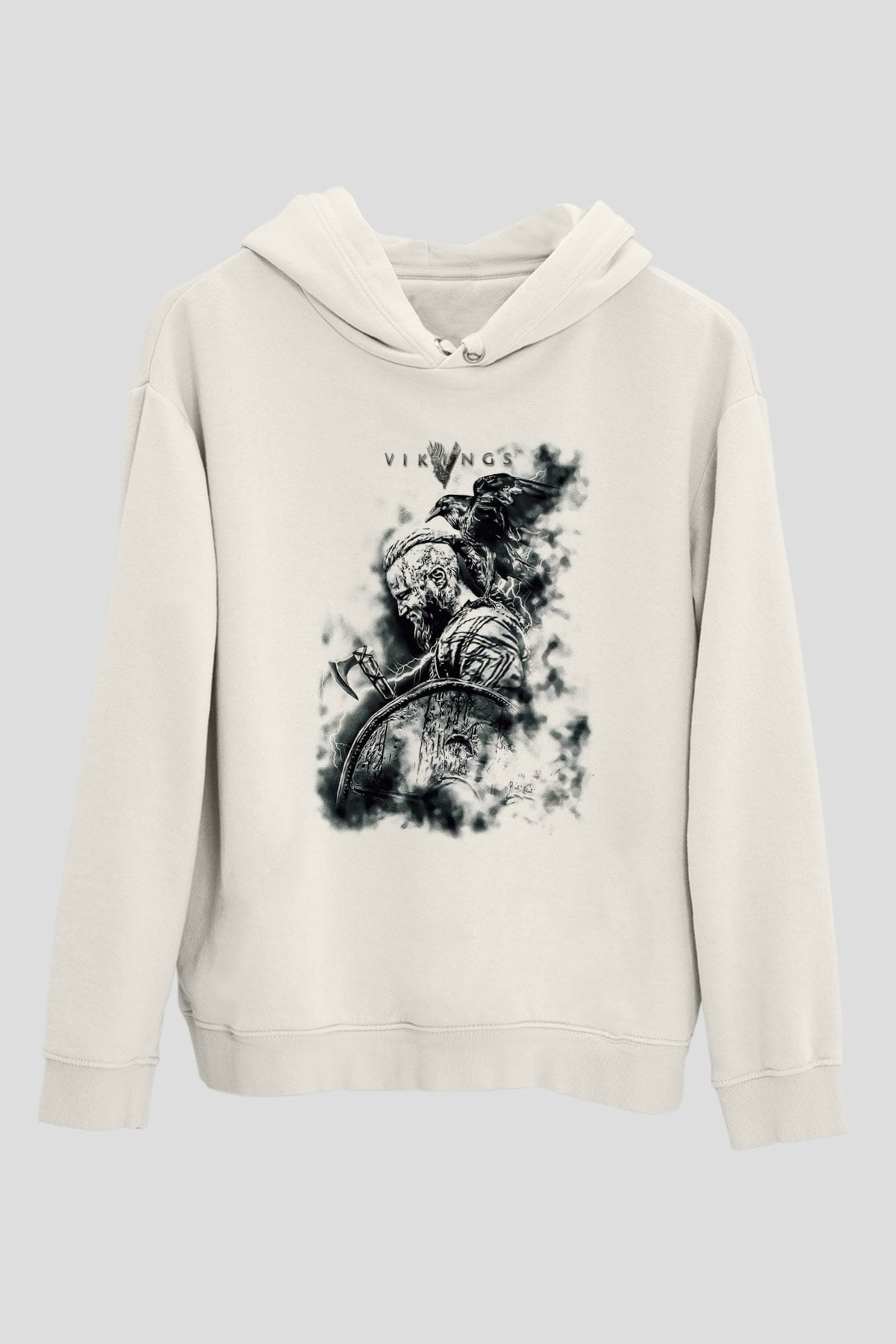 Vikings Beyaz Unisex Kapşonlu Sweatshirt