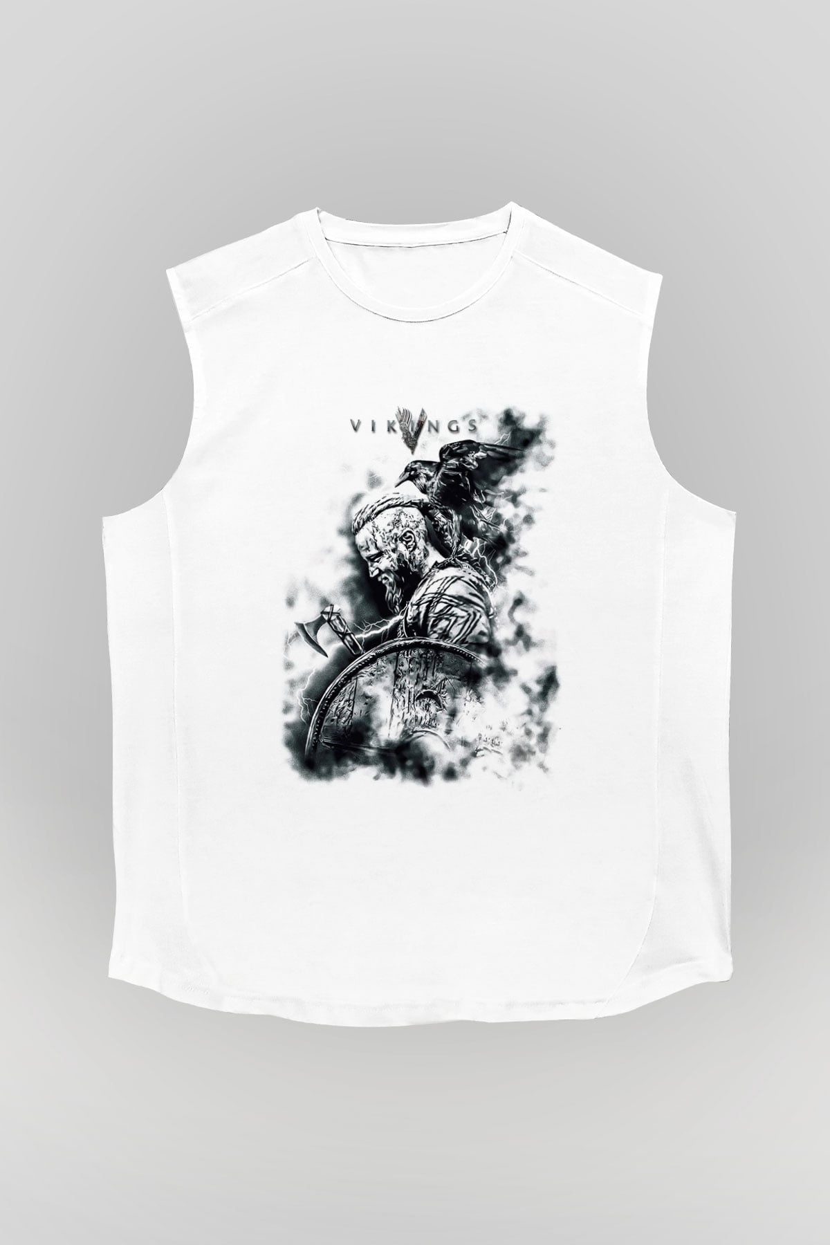 Vikings Beyaz Unisex Kolsuz Tişört