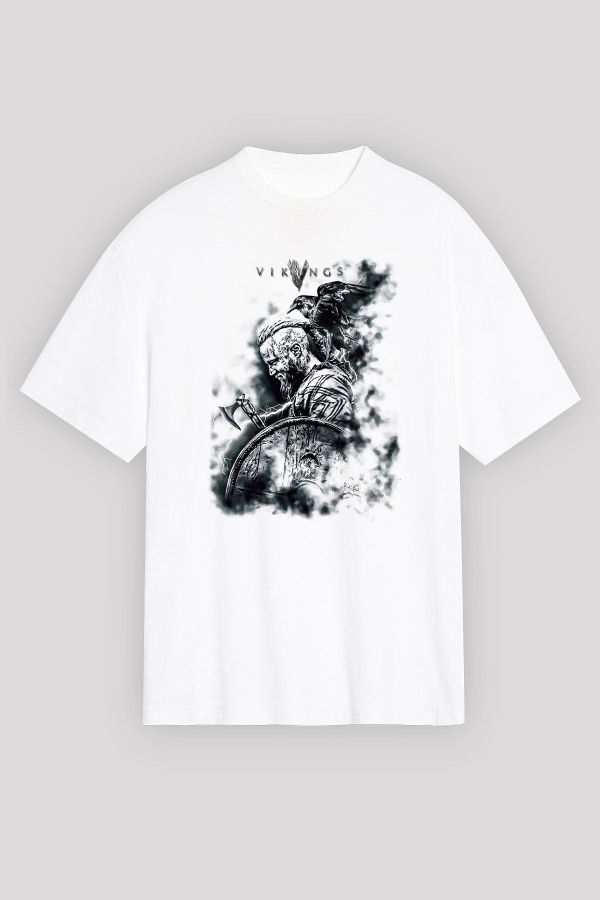 Vikings Beyaz Unisex Oversize Tişört T-Shirt