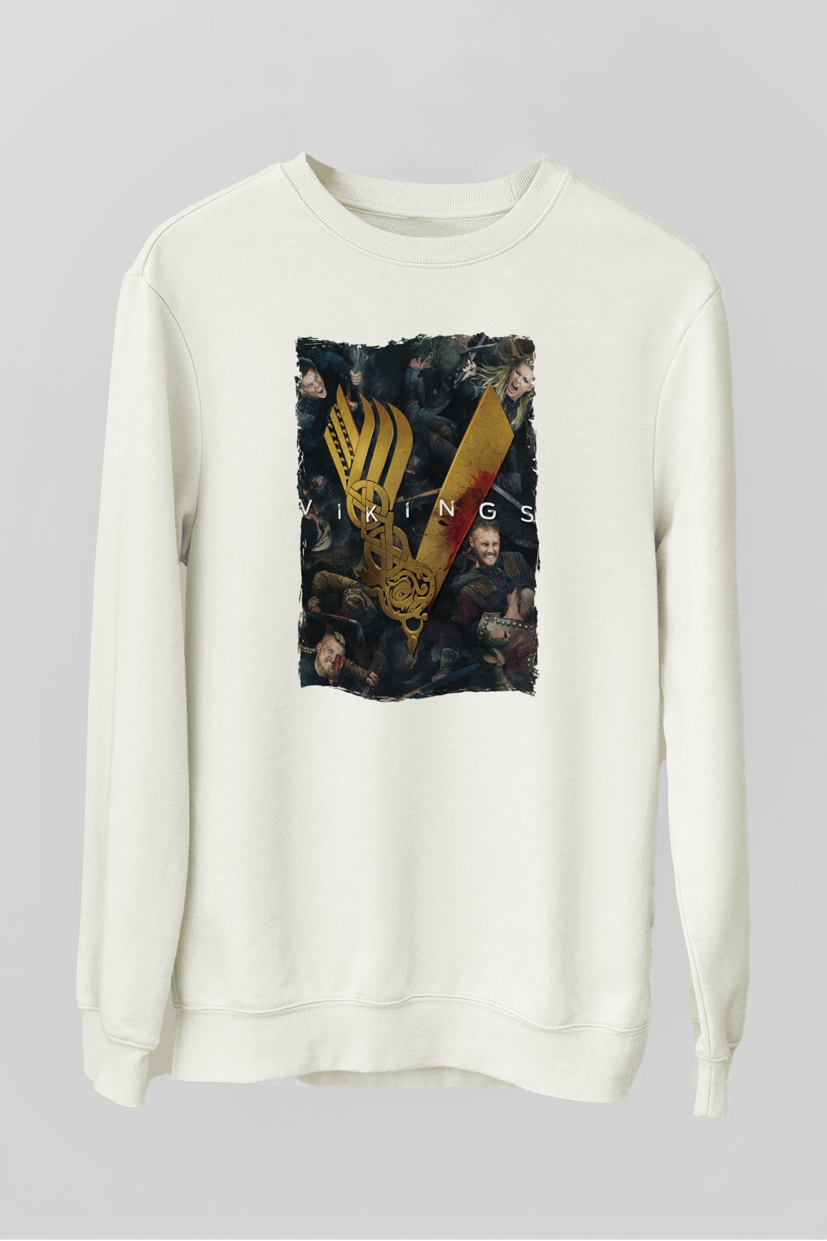Vikings Beyaz Unisex Sweatshirt