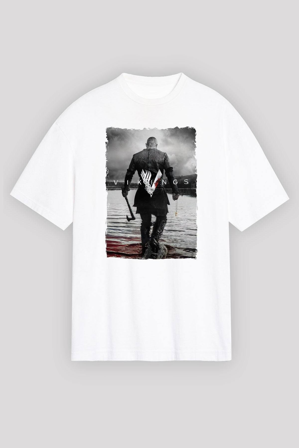Vikings Beyaz Unisex Tişört T-Shirt