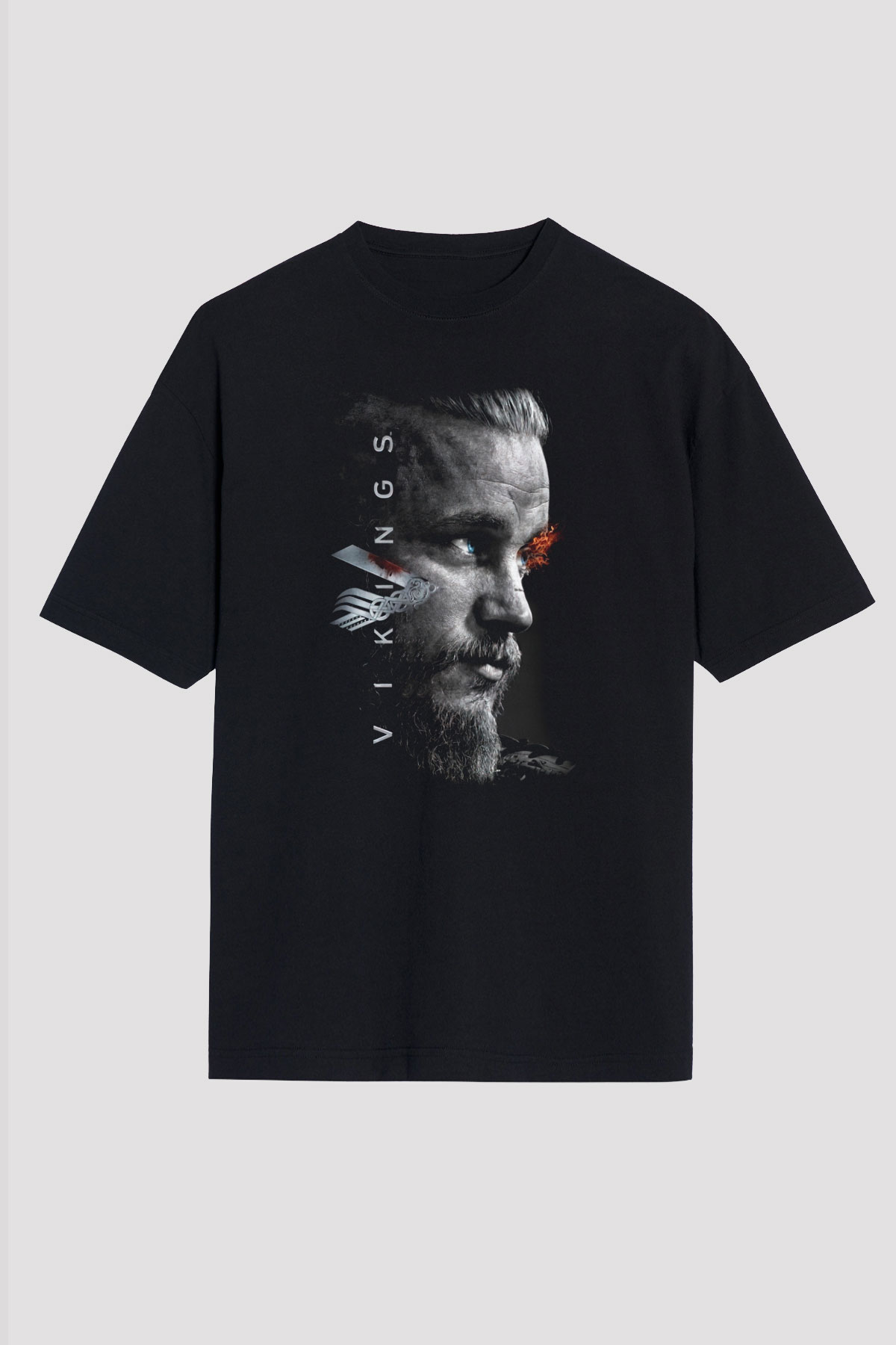 Vikings Siyah Unisex Oversize Tişört T-Shirt