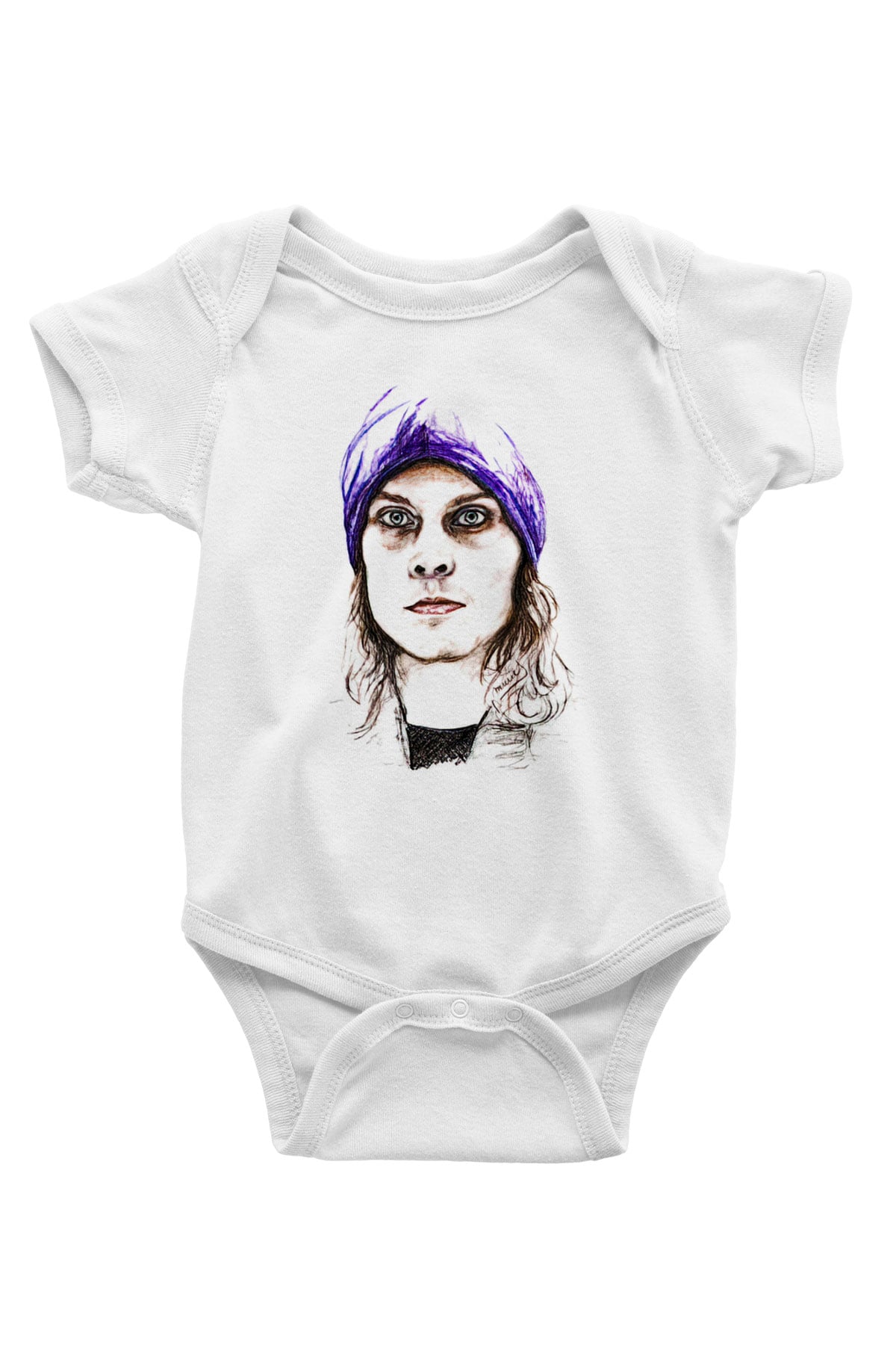 Ville Valo Baskılı Beyaz Unisex Bebek Body - Zıbın