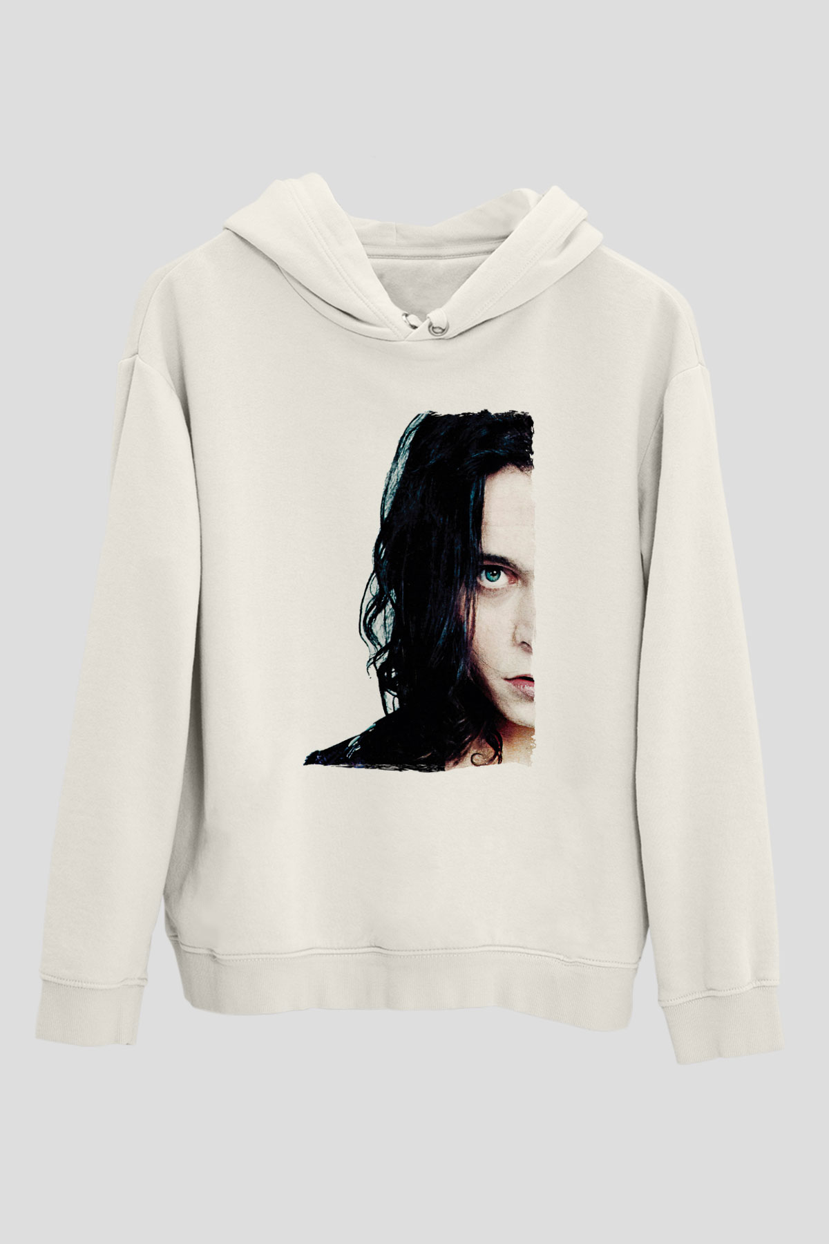 Ville Valo Baskılı Beyaz Unisex Kapüşonlu Sweatshirt
