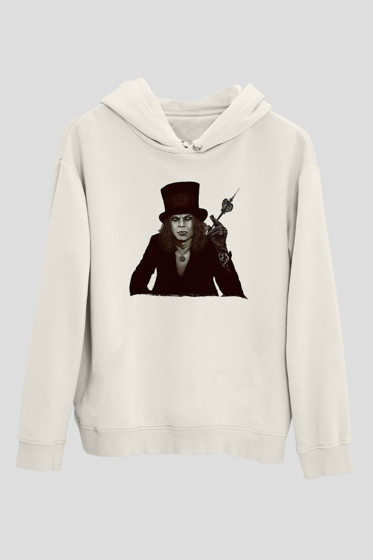 Ville Valo Baskılı Beyaz Unisex Kapüşonlu Sweatshirt