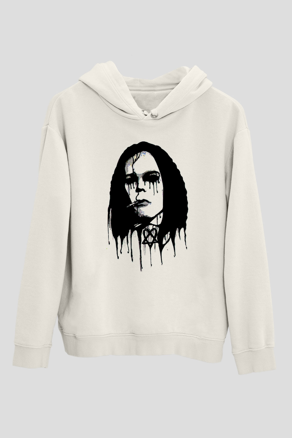 Ville Valo Baskılı Beyaz Unisex Kapüşonlu Sweatshirt