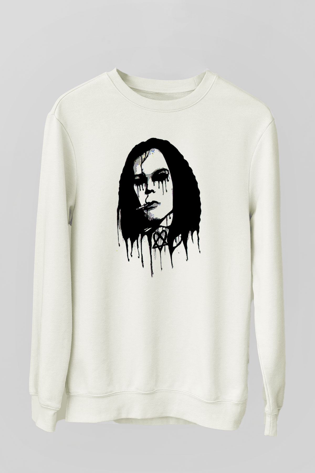 Ville Valo Baskılı Beyaz Unisex Sweatshirt