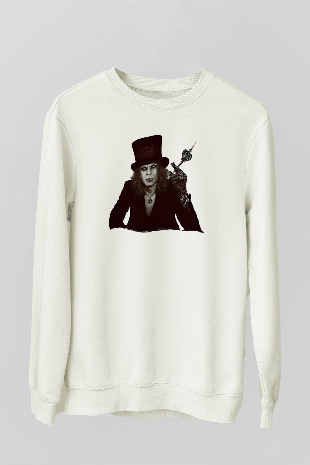 Ville Valo Baskılı Beyaz Unisex Sweatshirt