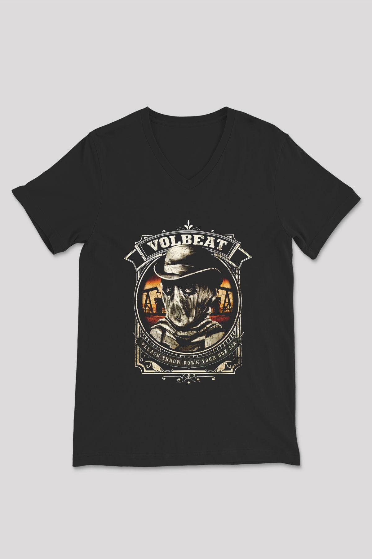 Volbeat Siyah Unisex V Yaka Tişört T-Shirt