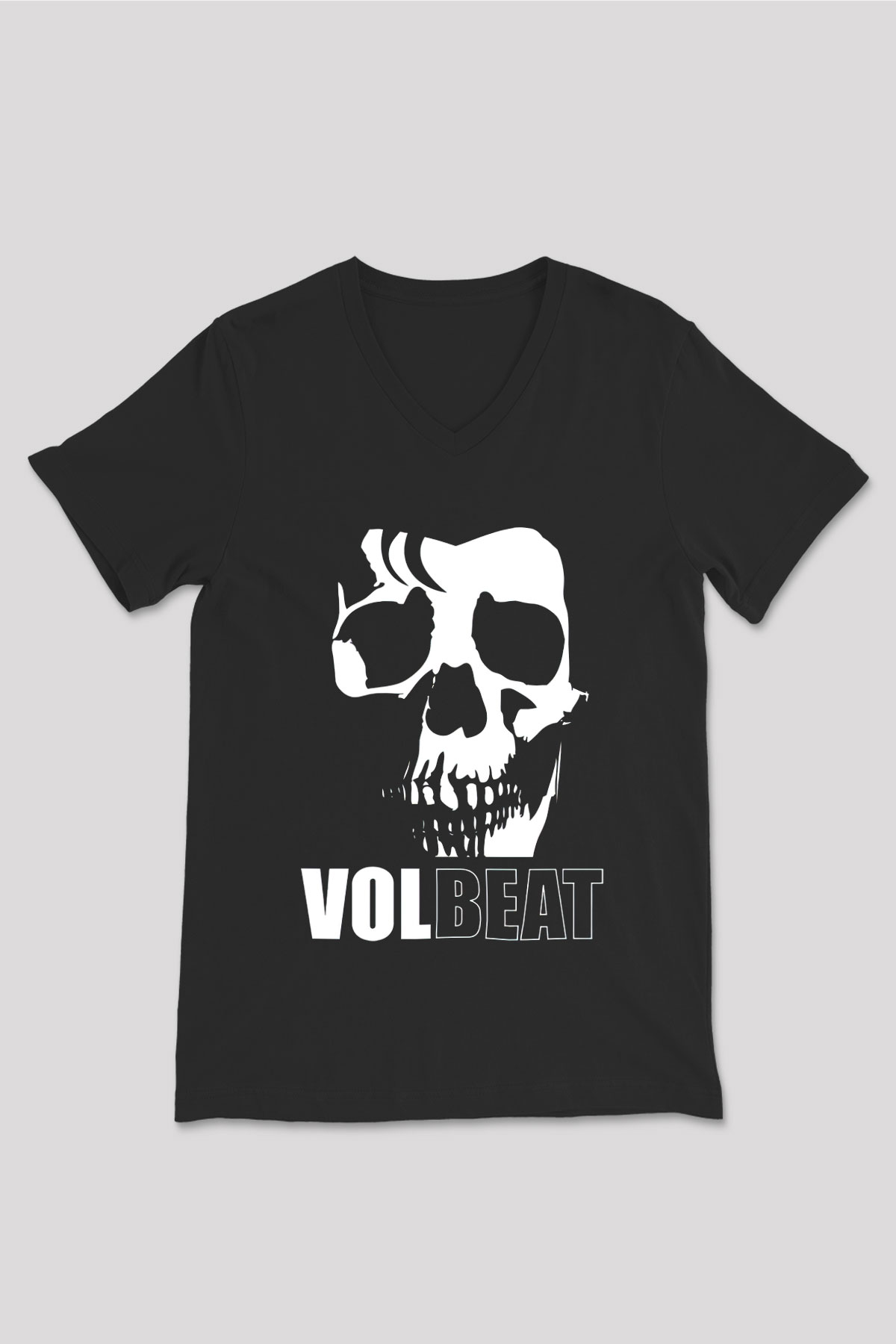 Volbeat Siyah Unisex V Yaka Tişört T-Shirt