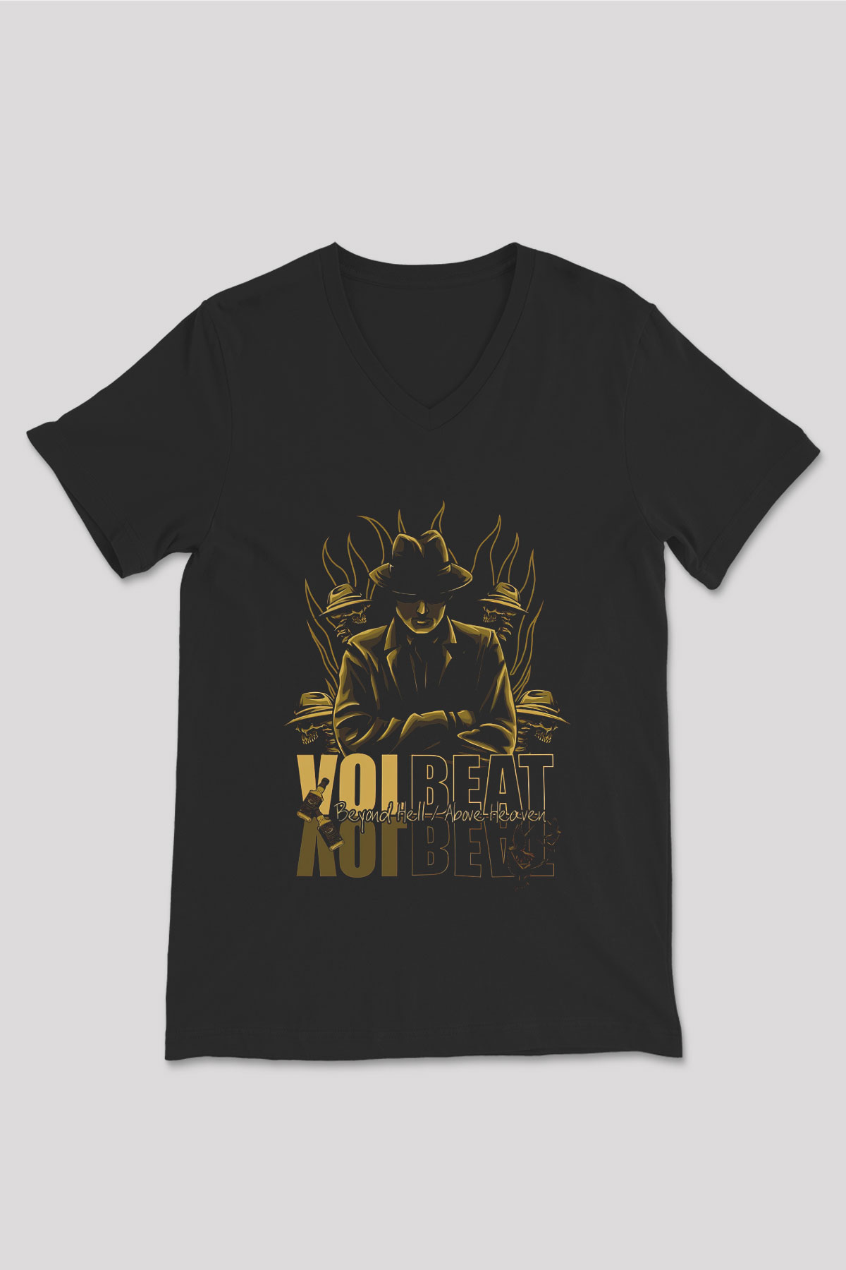 Volbeat Siyah Unisex V Yaka Tişört T-Shirt