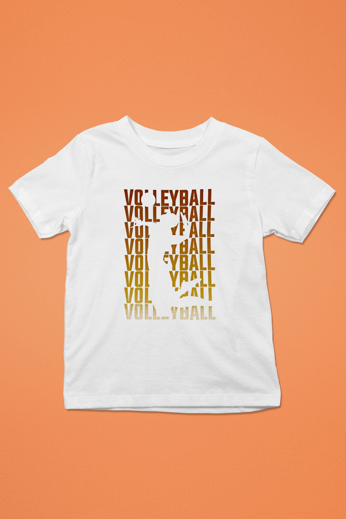 Voleybol Baskılı Unisex Beyaz Çocuk Tişört - Tshirt