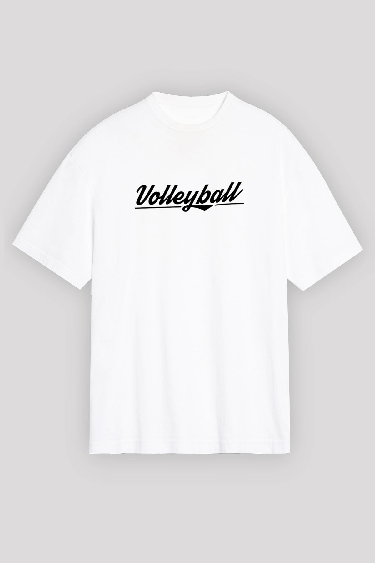 Voleybol Baskılı Unisex Beyaz Oversize Tişört - Tshirt