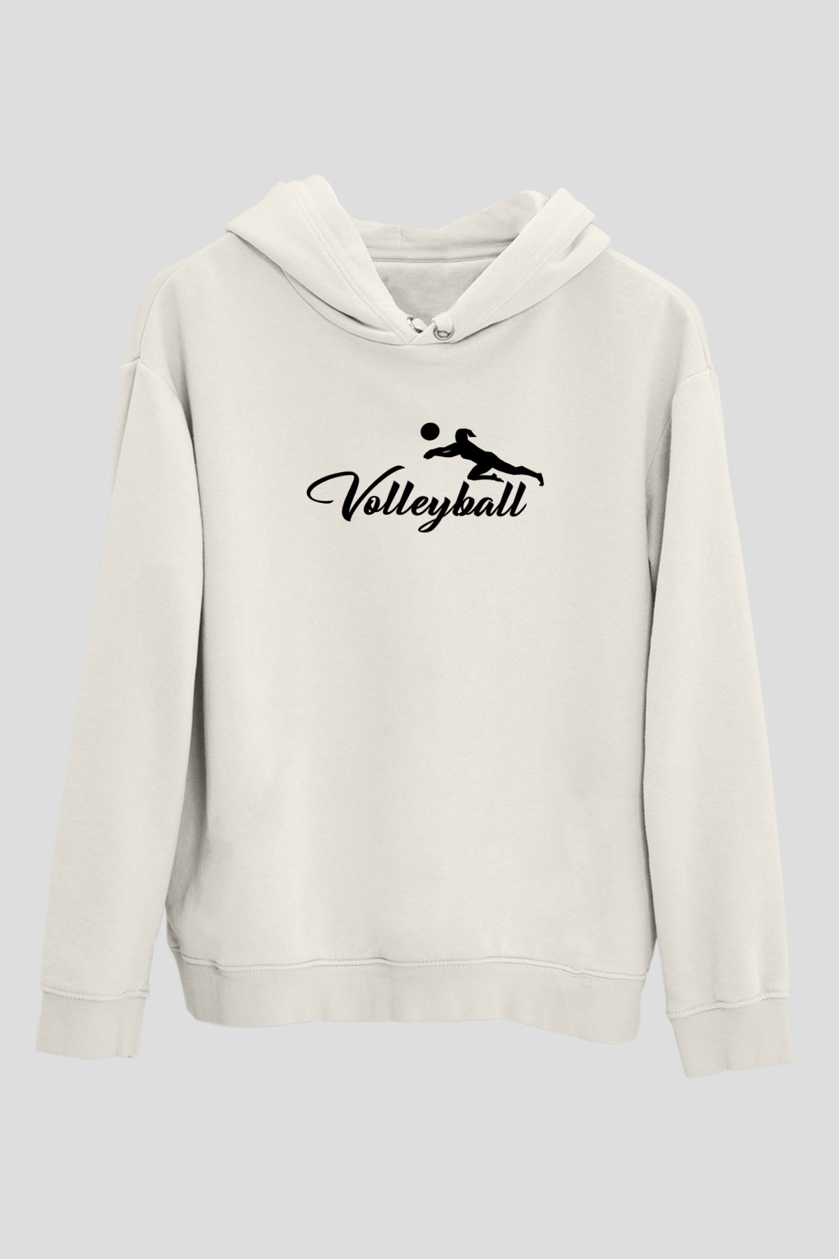 Voleybol Baskılı Unisex Ekru Hoodie