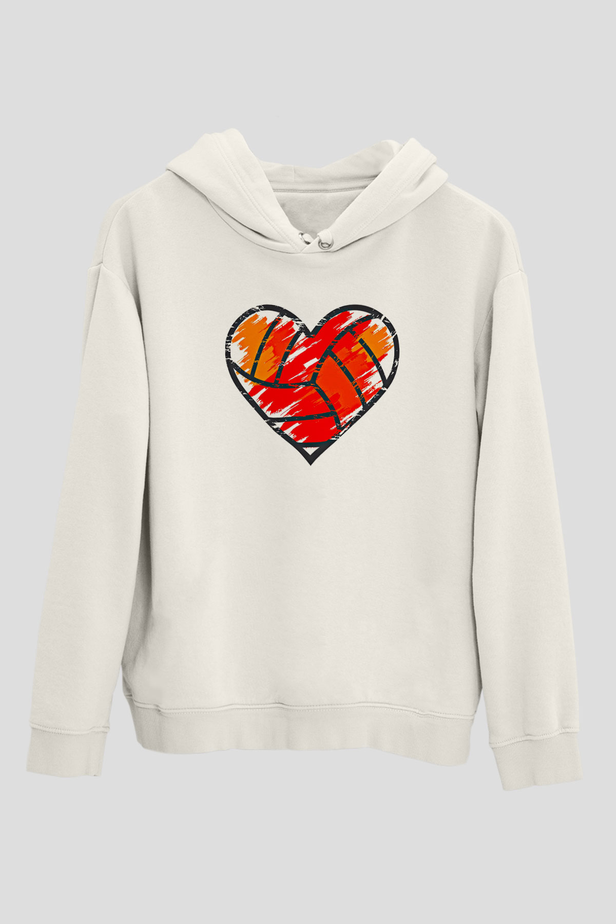Voleybol Baskılı Unisex Ekru Hoodie