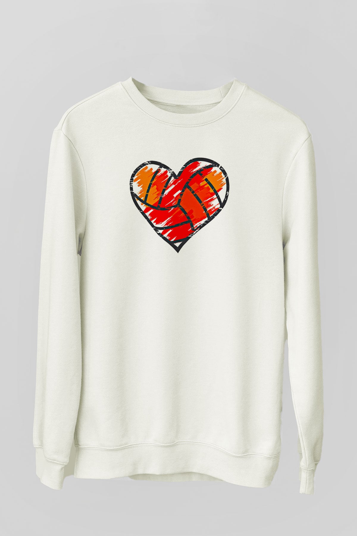 Voleybol Baskılı Unisex Ekru Sweatshirt
