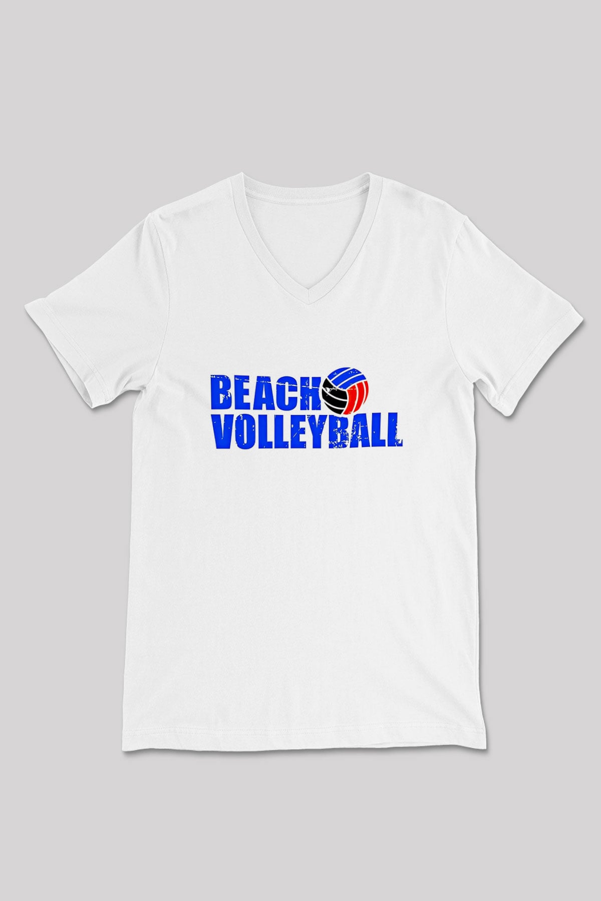 Voleybol Baskılı Unisex V Yaka Tişört - Tshirt