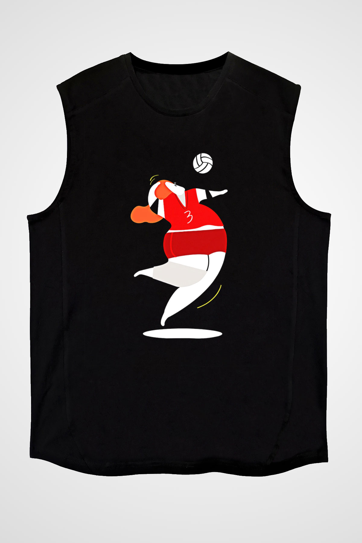 Voleybol - Volleyball Baskılı Unisex Siyah Kolsuz Tişört