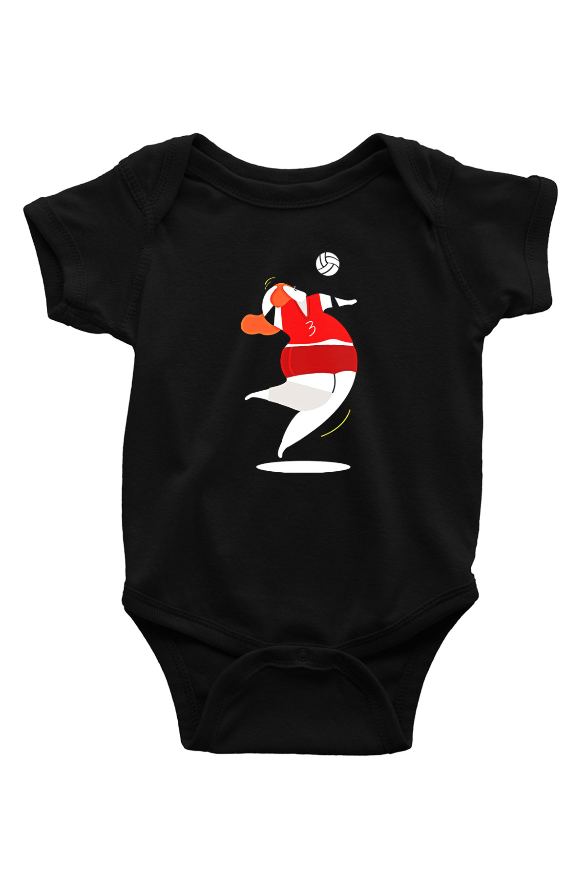 Voleybol - Volleyball Baskılı Unisex Siyah Bebek Body - Zıbın