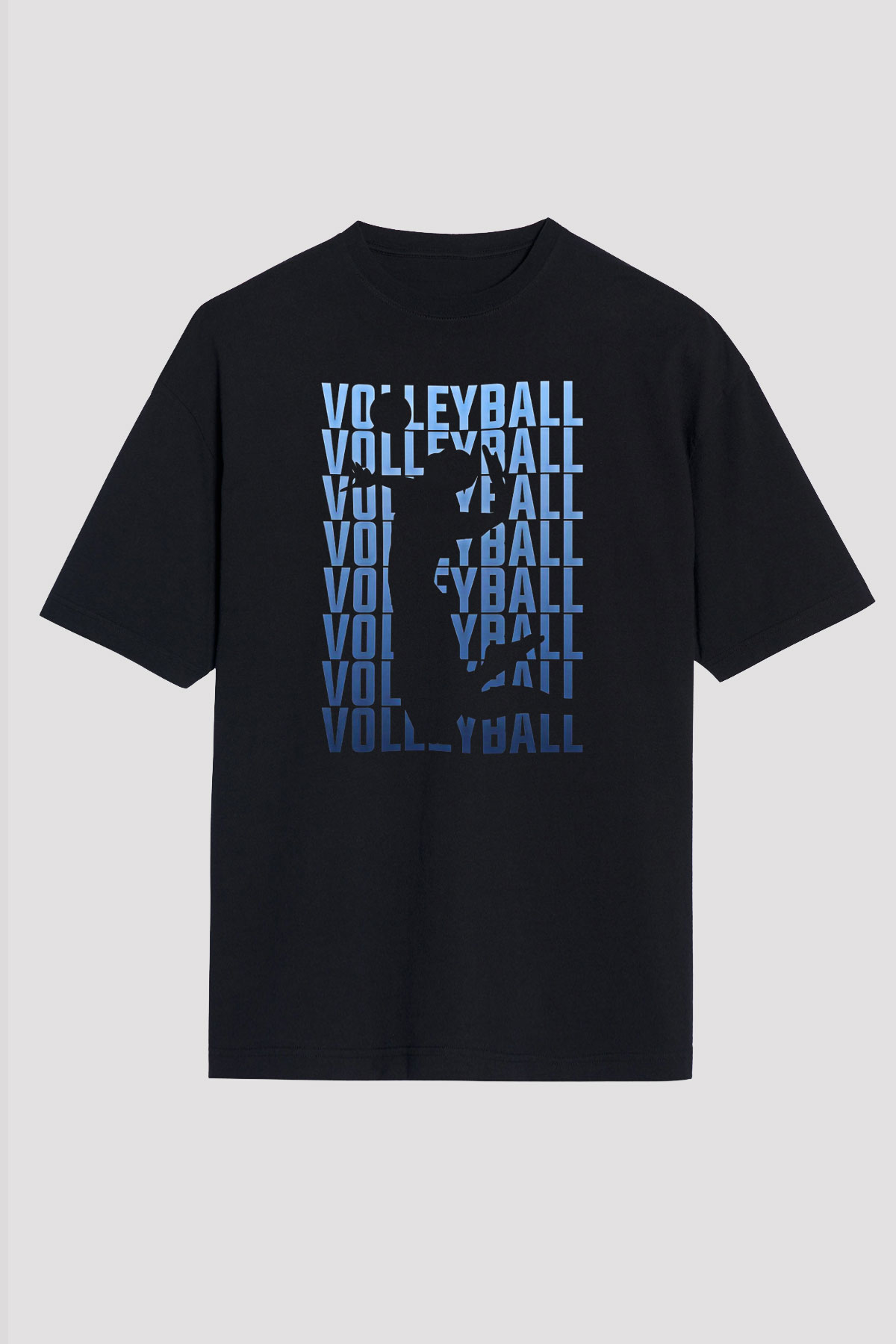 Voleybol - Volleyball Baskılı Unisex Siyah Oversize Tişört