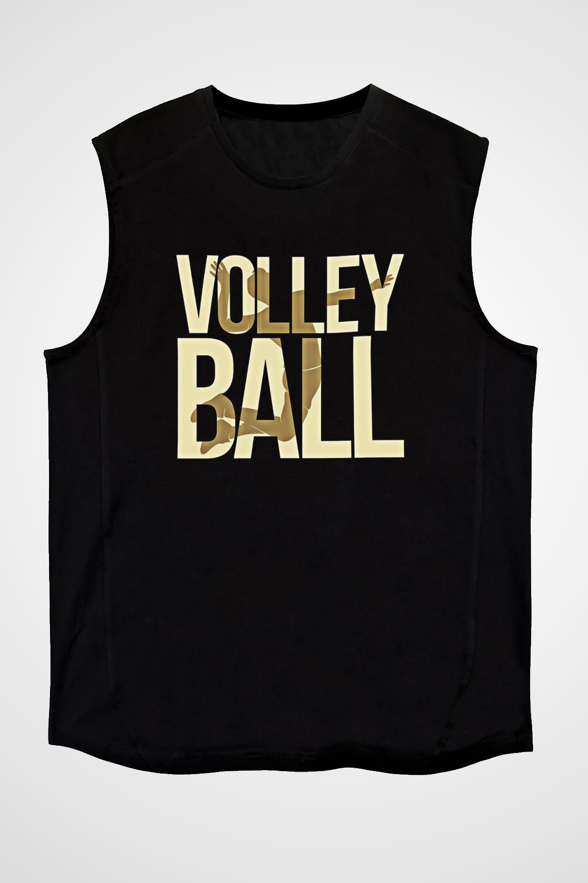 Voleybol - Volleyball Baskılı Unisex Siyah Kolsuz Tişört