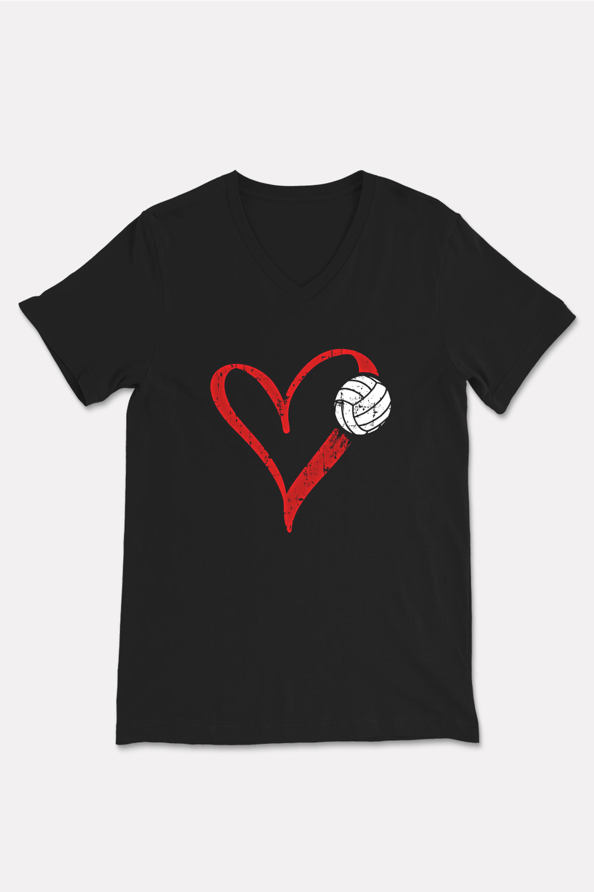 Voleybol - Volleyball Baskılı Unisex Siyah V Yaka Tişört