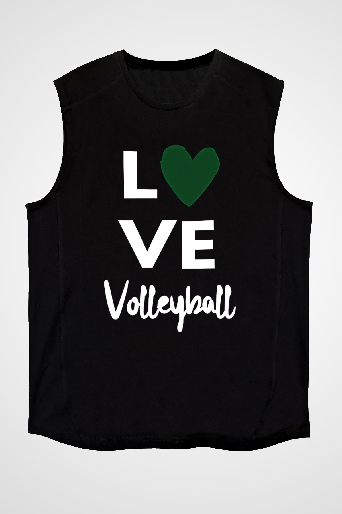 Voleybol - Volleyball Baskılı Unisex Siyah Kolsuz Tişört
