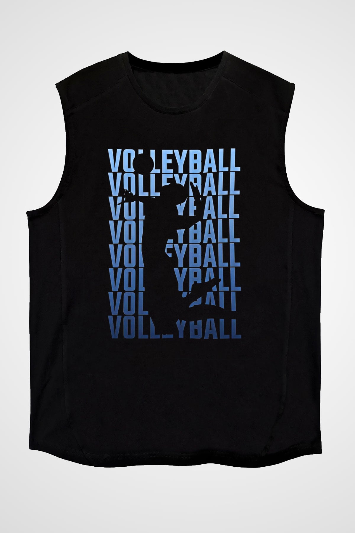 Voleybol - Volleyball Baskılı Unisex Siyah Kolsuz Tişört