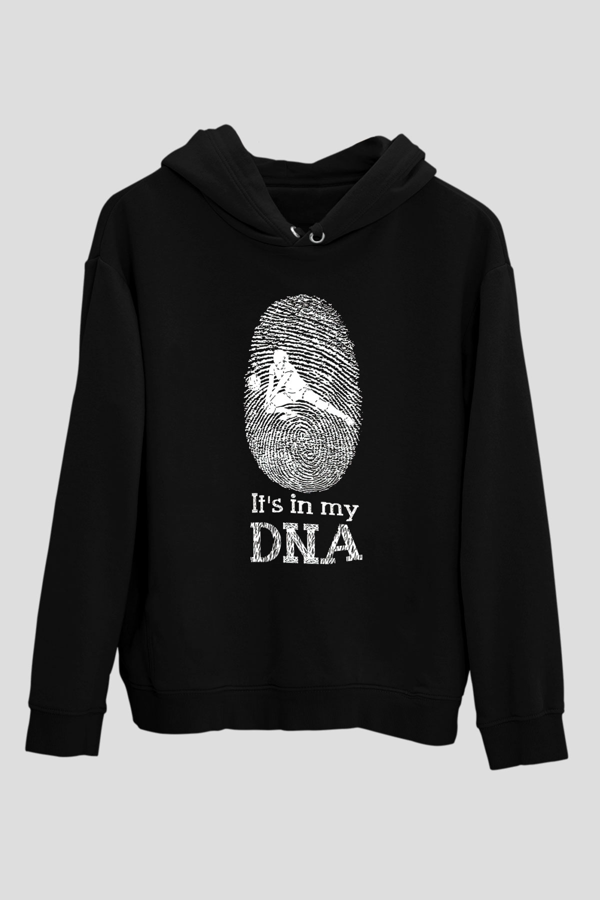 Voleybol - Volleyball Baskılı Unisex Siyah Kapüşonlu Sweatshirt