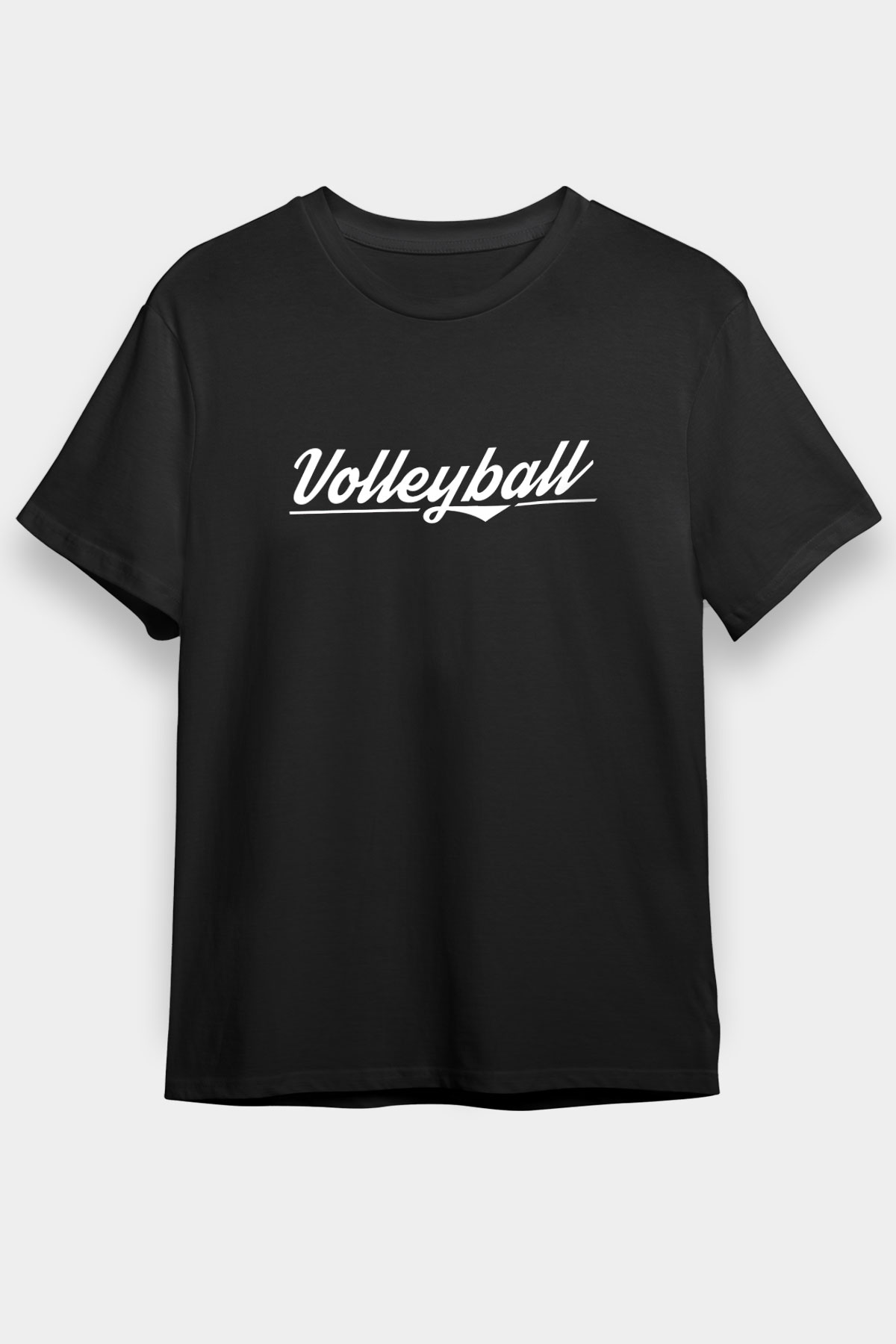 Voleybol - Volleyball Baskılı Unisex Siyah Tişört - Tshirt