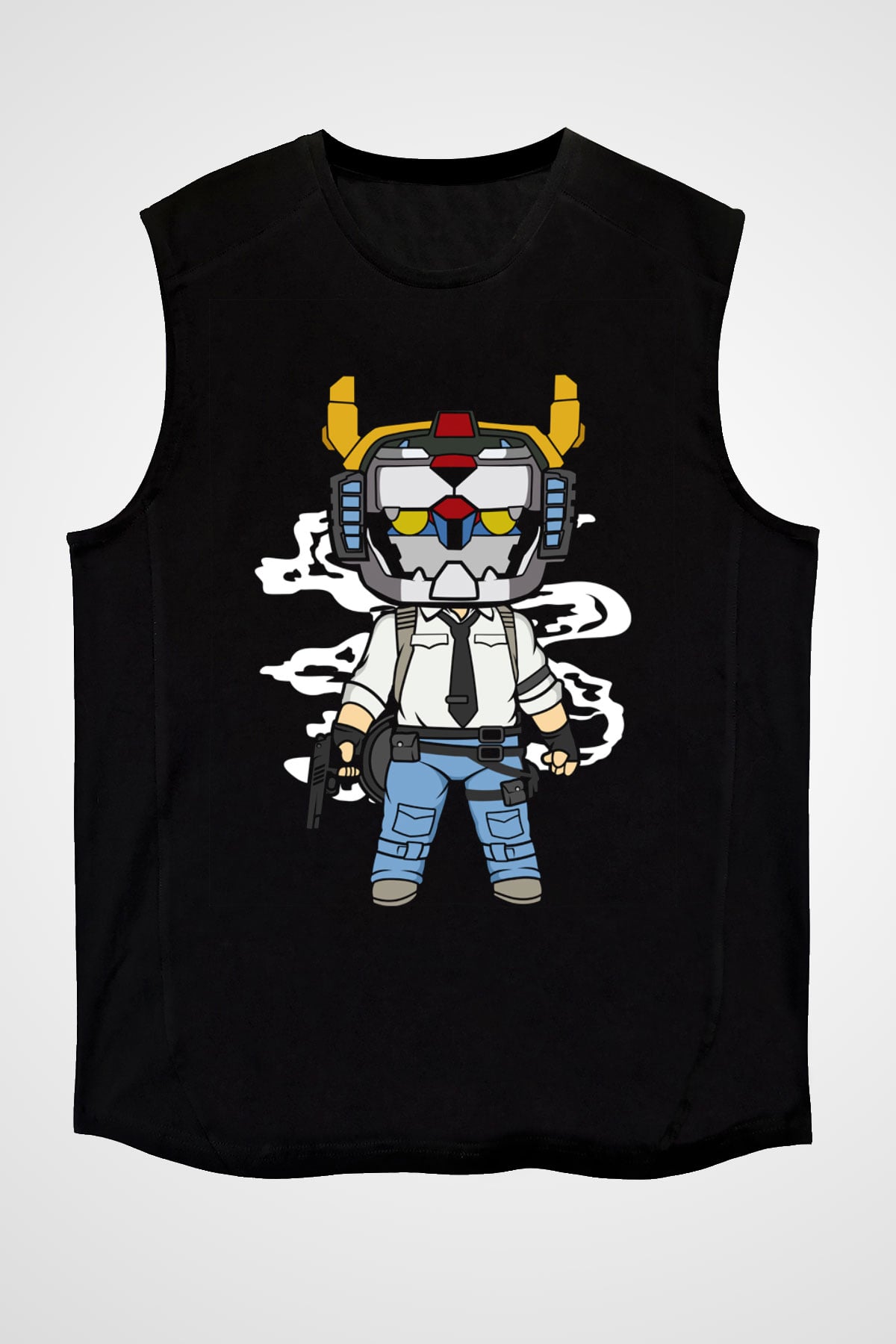 Voltron Pub-G Baskılı Unisex Siyah Kolsuz Tişört