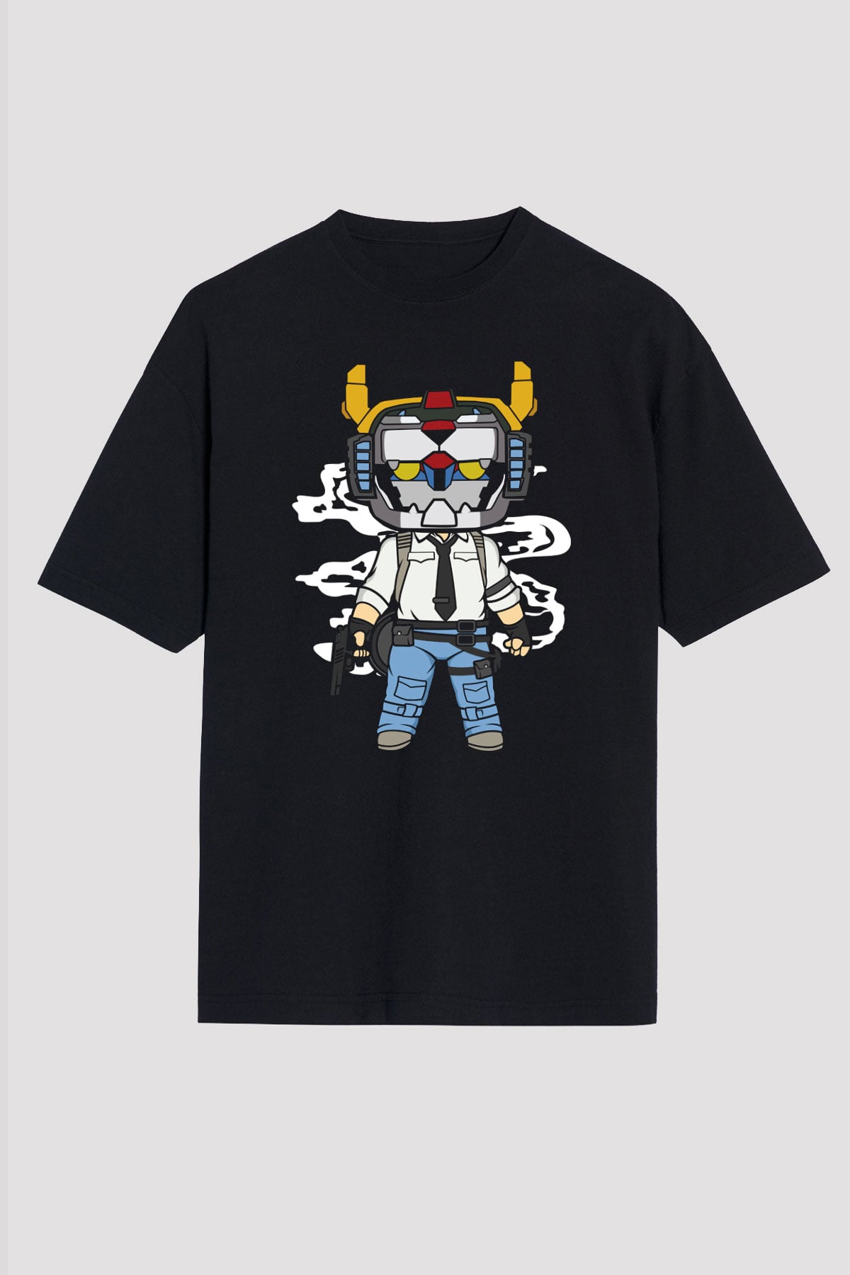 Voltron Pub-G Baskılı Unisex Siyah Oversize Tişört
