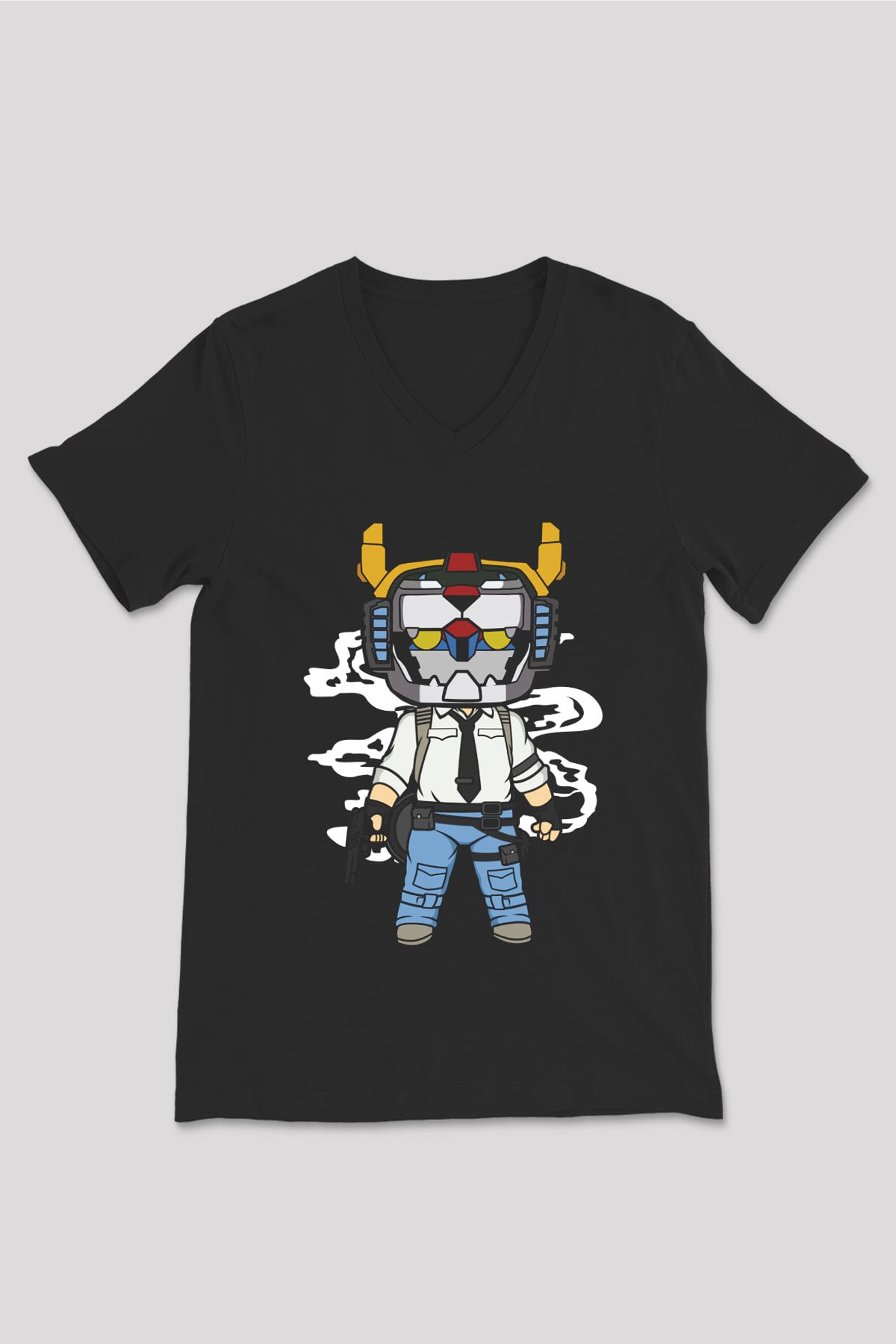 Voltron Pub-G Baskılı Unisex Siyah V Yaka Tişört