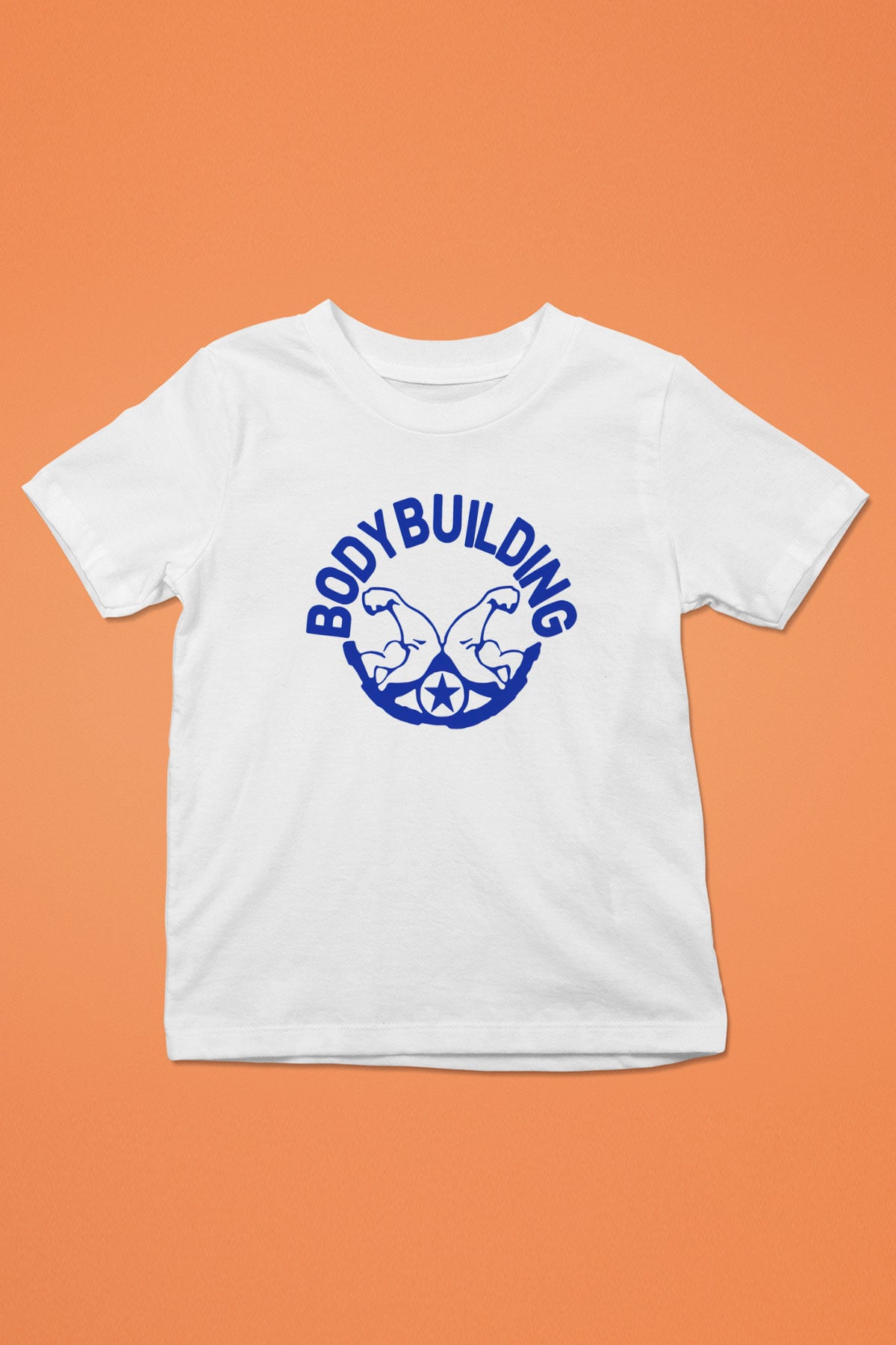 Vücut geliştirme Baskılı Beyaz Unisex Çocuk Tişört