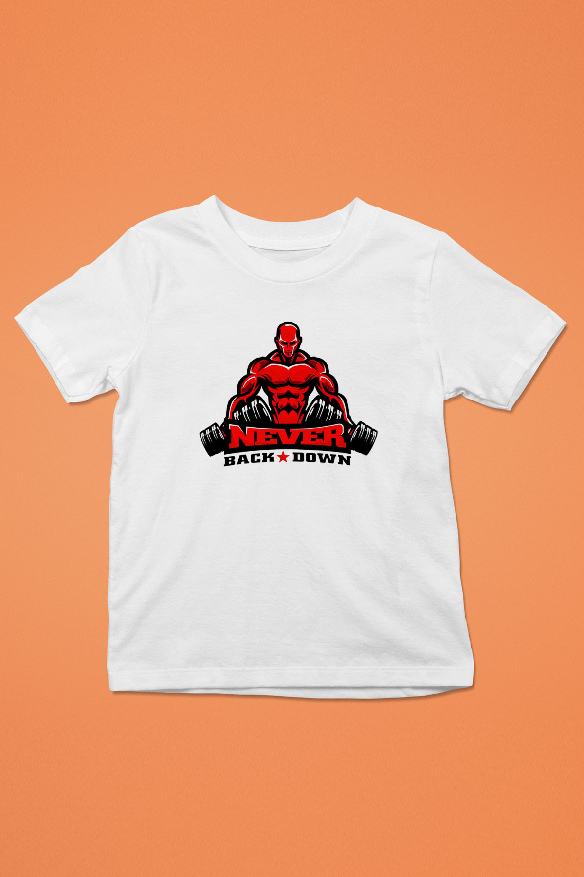 Vücut geliştirme Baskılı Beyaz Unisex Çocuk Tişört
