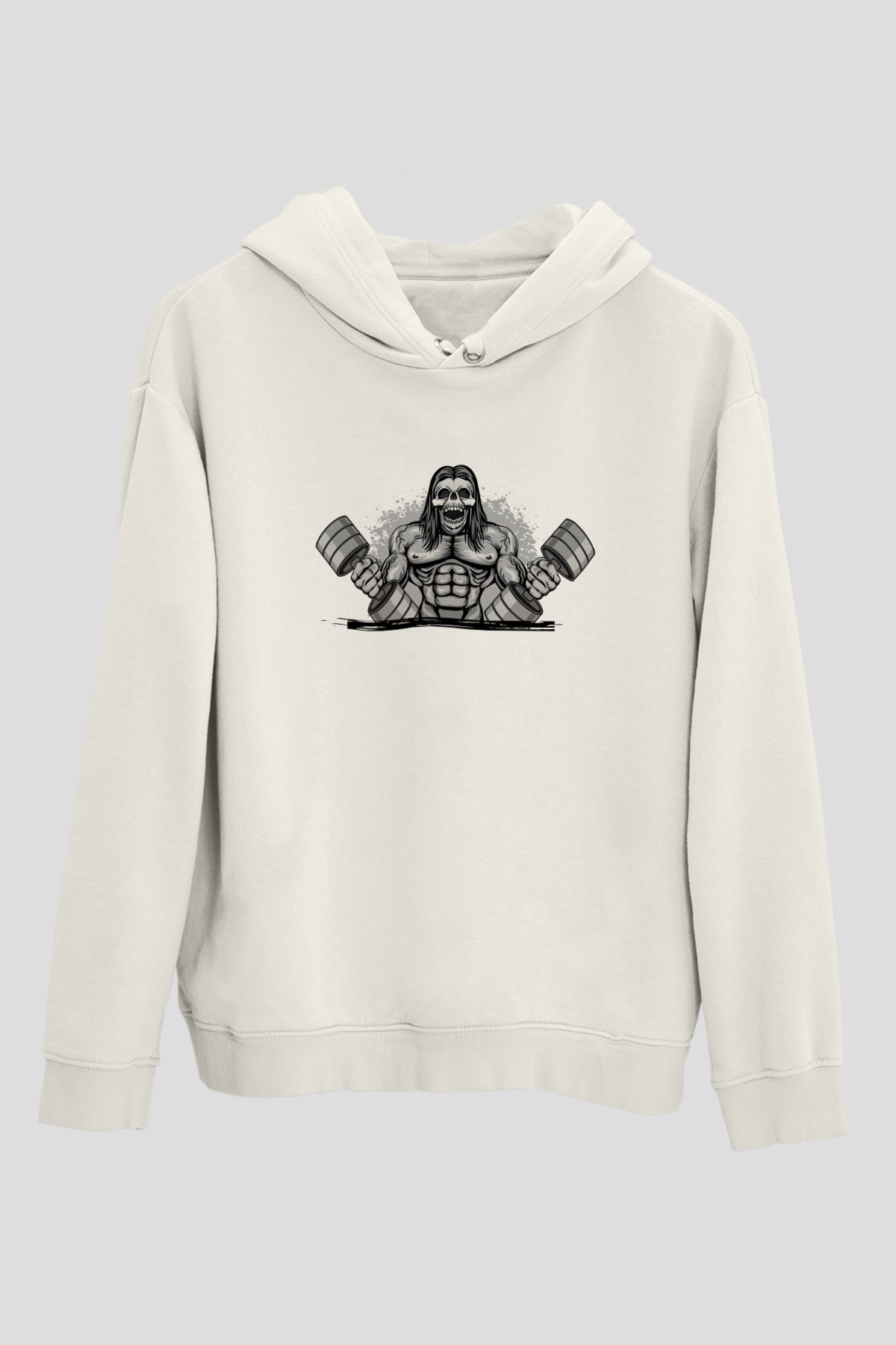 Vücut geliştirme Beyaz Unisex Kapüşonlu Sweatshirt