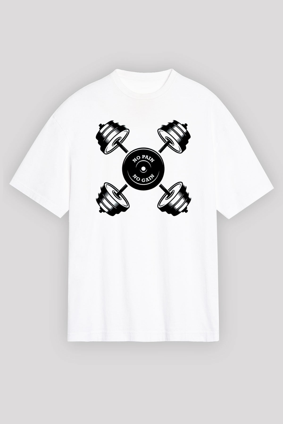 Vücut geliştirme Beyaz Unisex Oversize Tişört T-Shirt