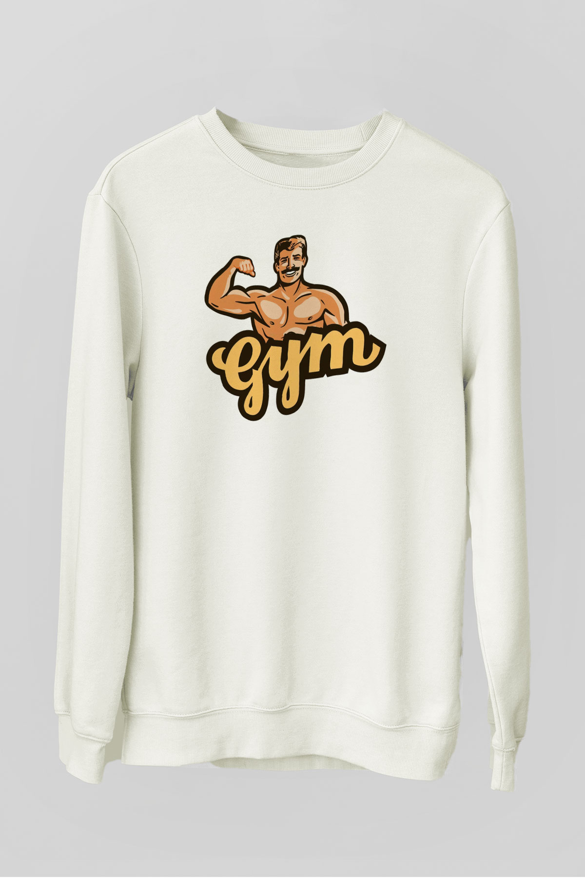 Vücut geliştirme Beyaz Unisex Sweatshirt