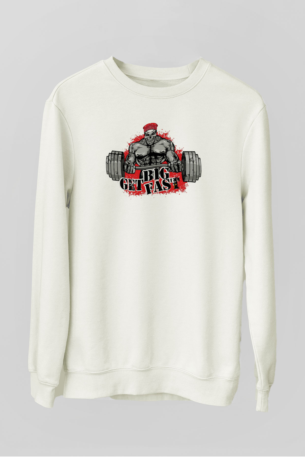 Vücut geliştirme Beyaz Unisex Sweatshirt