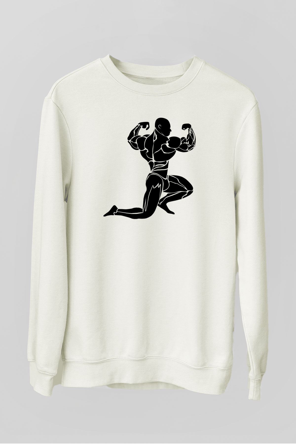 Vücut geliştirme Beyaz Unisex Sweatshirt